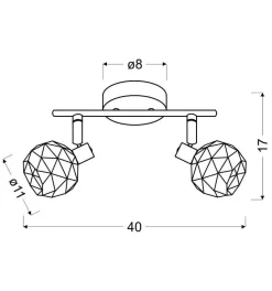 Lampa sufitowa Acrobat listwa 2x40W E14 czarny klosz złoty