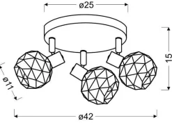 Lampa sufitowa Acrobat plafon 3x40W E14 czarny klosz złoty