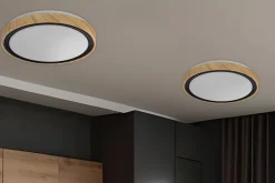 Lampa sufitowa Aflo plafon z efektem drewna+czarny 24W LED 3000/4000/6000K 38cm