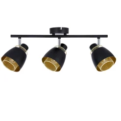 Lampa sufitowa Aleksandria listwa czarny  3x40W E14 klosz czarny+złoty