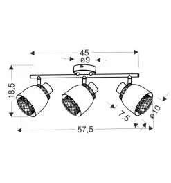 Lampa sufitowa Aleksandria listwa czarny  3x40W E14 klosz czarny+złoty