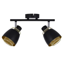Lampa sufitowa Aleksandria listwa czarny  2x40W E14 klosz czarny+złoty