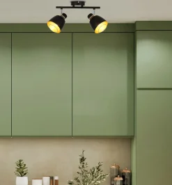 Lampa sufitowa Aleksandria listwa czarny  2x40W E14 klosz czarny+złoty