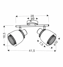 Lampa sufitowa Aleksandria listwa czarny  2x40W E14 klosz czarny+złoty