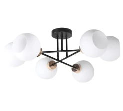 Lampa sufitowa Amanda czarny+złoty 6x40  E27 klosz biały