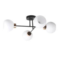 Lampa sufitowa Amanda czarny+złoty 4x40  E27 klosz biały