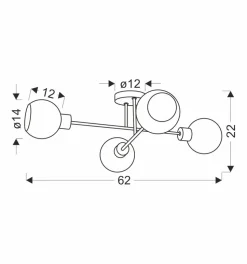 Lampa sufitowa Amanda czarny+złoty 4x40  E27 klosz biały