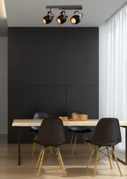 Lampa sufitowa Anica listwa czarny 3x40W  E14 odbłyśnik złoty