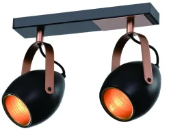 Lampa sufitowa Anica listwa czarny 2x40W  E14 odbłyśnik złoty