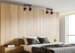 Lampa sufitowa Anica listwa czarny 2x40W  E14 odbłyśnik złoty