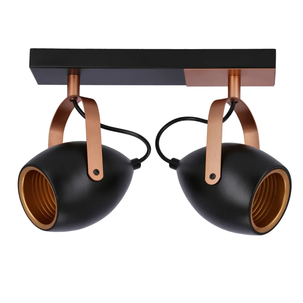 Lampa sufitowa Anica listwa czarny 2x40W E14 odbłyśnik złoty