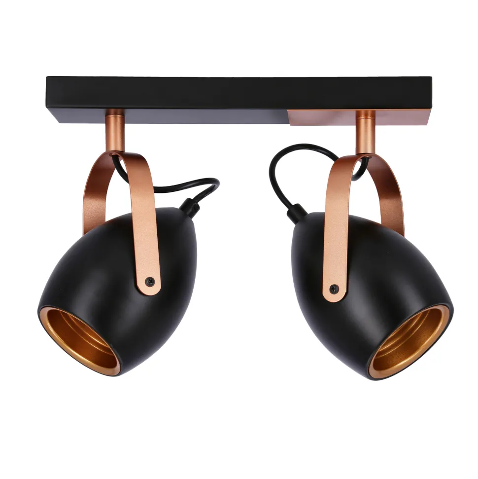 Lampa sufitowa Anica listwa czarny 2x40W E14 odbłyśnik złoty