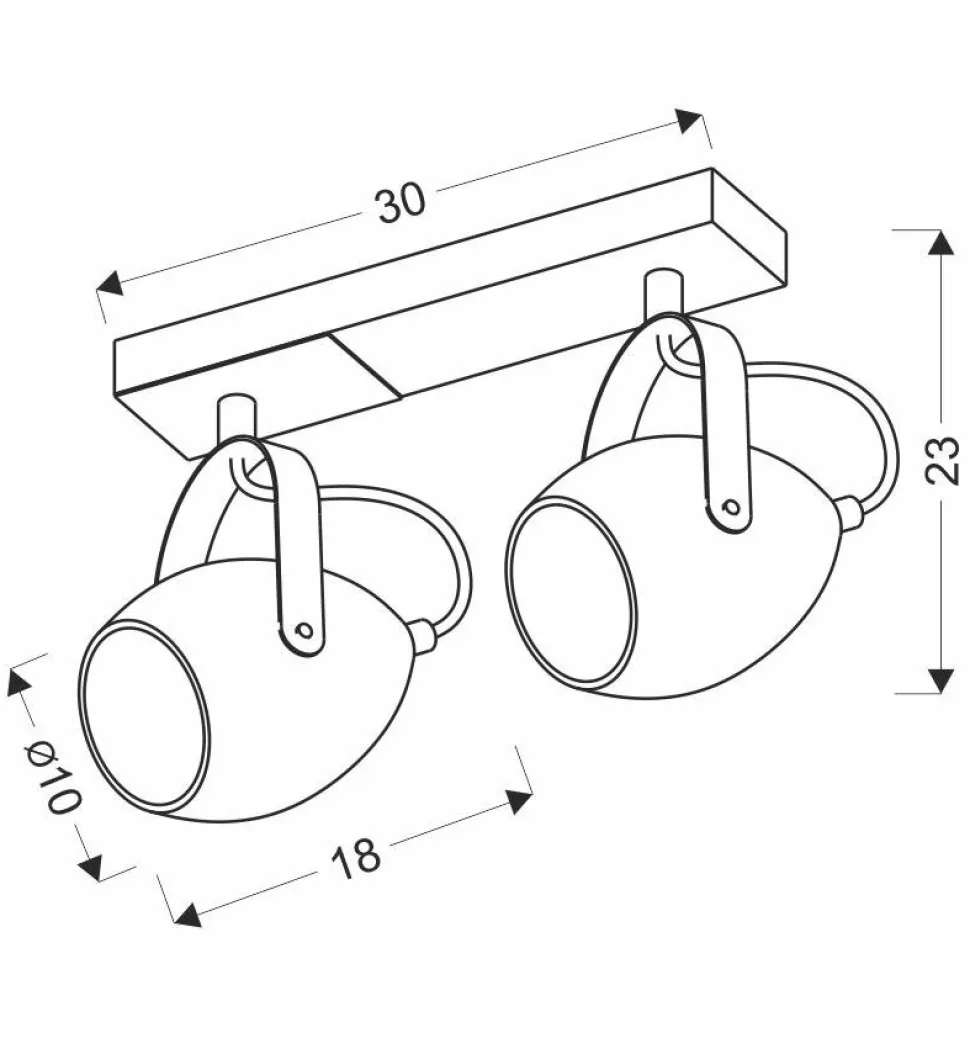 Lampa sufitowa Anica listwa czarny 2x40W E14 odbłyśnik złoty