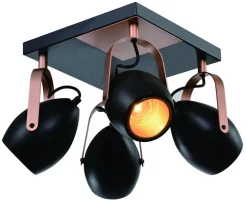 Lampa sufitowa Anica plafon czarny 4x40W  E14 odbłyśnik złoty