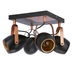 Lampa sufitowa Anica plafon czarny 4x40W  E14 odbłyśnik złoty