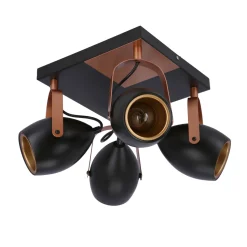 Lampa sufitowa Anica plafon czarny 4x40W  E14 odbłyśnik złoty