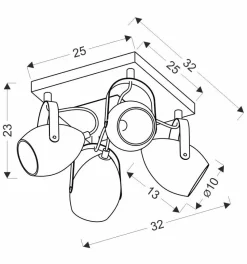 Lampa sufitowa Anica plafon czarny 4x40W  E14 odbłyśnik złoty