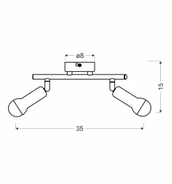 Lampa sufitowa Arc listwa 2x40W E14  satyna nikiel
