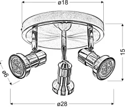 Lampa sufitowa Arkon plafon 3x50W GU10  sat nikiel+chrom bez żarówek