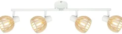 Lampa sufitowa Atarri listwa 4x25W E14 biały+drewno