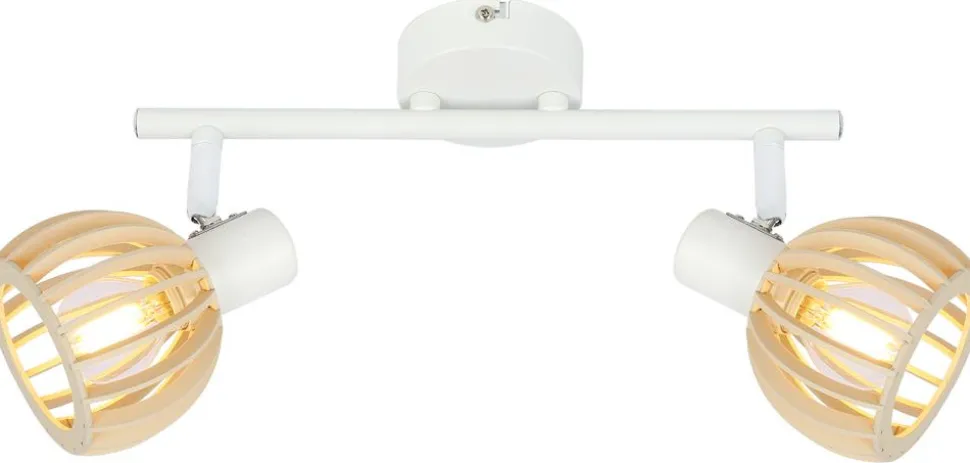 Lampa sufitowa Atarri listwa 2x25W E14 biały+drewno