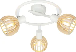 Lampa sufitowa Atarri spirala 3x25W E14 biały+drewno