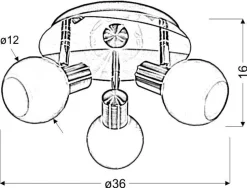 Lampa sufitowa Avila plafon 3x40W E14  mosiądz