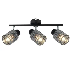 Lampa sufitowa Bill listwa czarny 3x40W  E27 klosz dymiony
