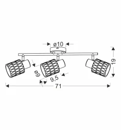Lampa sufitowa Bill listwa czarny 3x40W  E27 klosz dymiony