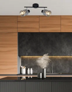 Lampa sufitowa Bill listwa czarny 2x40W  E27 klosz dymiony