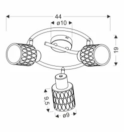 Lampa sufitowa Bill spirala czarny 3x40W  E27 klosz dymiony