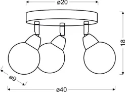 Lampa sufitowa Bolo plafon 3x6W LED smd  główka okrągła 1e z przegubem klosz wymienny kd system