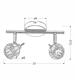 Lampa sufitowa Bombola listwa 2x40W G9 chrom bez żarówek