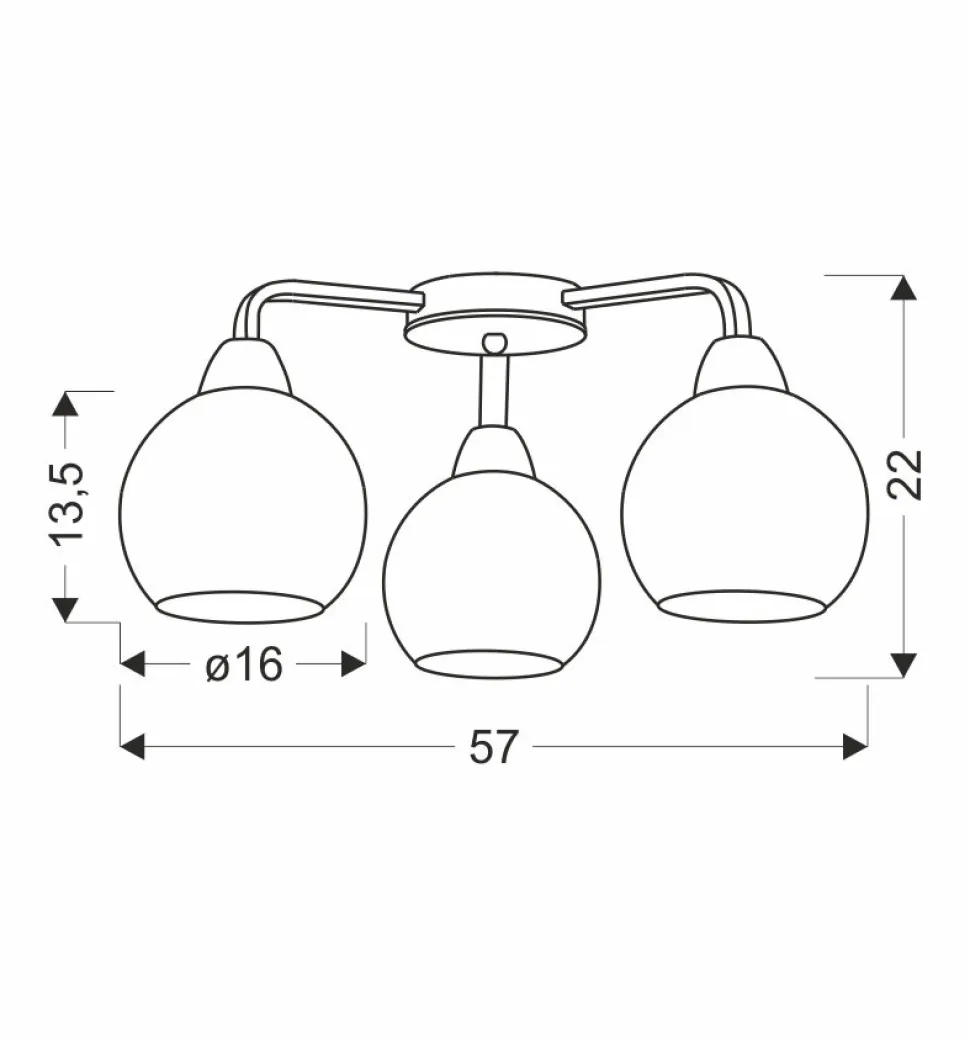 Lampa sufitowa Caldera czarny 3x60W E27 klosz biały