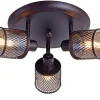Lampa sufitowa Canabera plafon kawowe złoto 3x40W E14 klosz bursztynowy