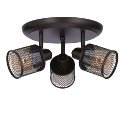 Lampa sufitowa Canabera plafon kawowe złoto 3x40W E14 klosz bursztynowy