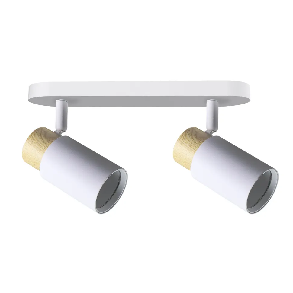 Lampa sufitowa Claro listwa biały 2x15W GU10 klosz biały+drewniany