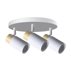 Lampa sufitowa Claro plafon biały 3x15W  GU10 klosz biały+drewniany