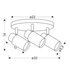 Lampa sufitowa Claro plafon biały 3x15W  GU10 klosz biały+drewniany