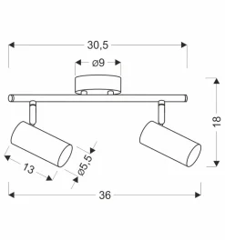 Lampa sufitowa Colly mosiądz 2x15W GU10  klosz mosiądz