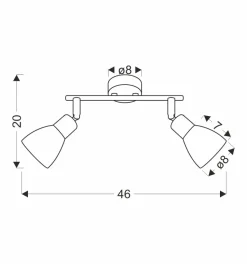 Lampa sufitowa Costa listwa 2x40W E14  czarny klosz biały