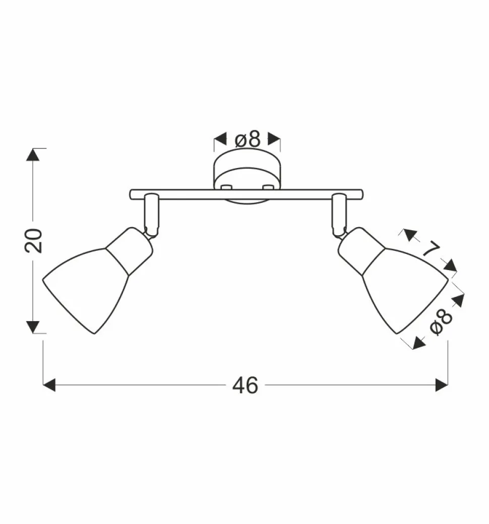 Lampa sufitowa Costa listwa 2x40W E14 czarny klosz biały