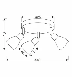 Lampa sufitowa Costa plafon 3x40W E14  czarny klosz biały