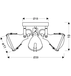 Lampa sufitowa Crodo plafon 3x40W E14  szary