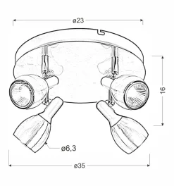 Lampa sufitowa Cross plafon 4x50W GU10  miedziany