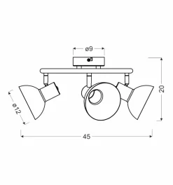 Lampa sufitowa Diso spirala 3x40W E27  czarny+zloto