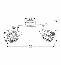Lampa sufitowa Dubai listwa czarny 2x40W  E14 klosz różowy złoty kryszt transp