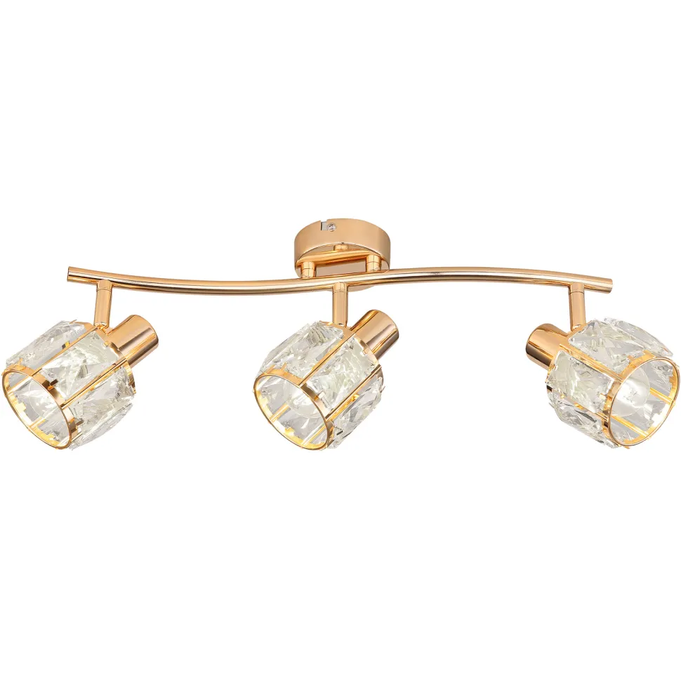 Lampa sufitowa Dubai listwa różowy złoty 3x40W E14 klosz złoty z kryszt transp