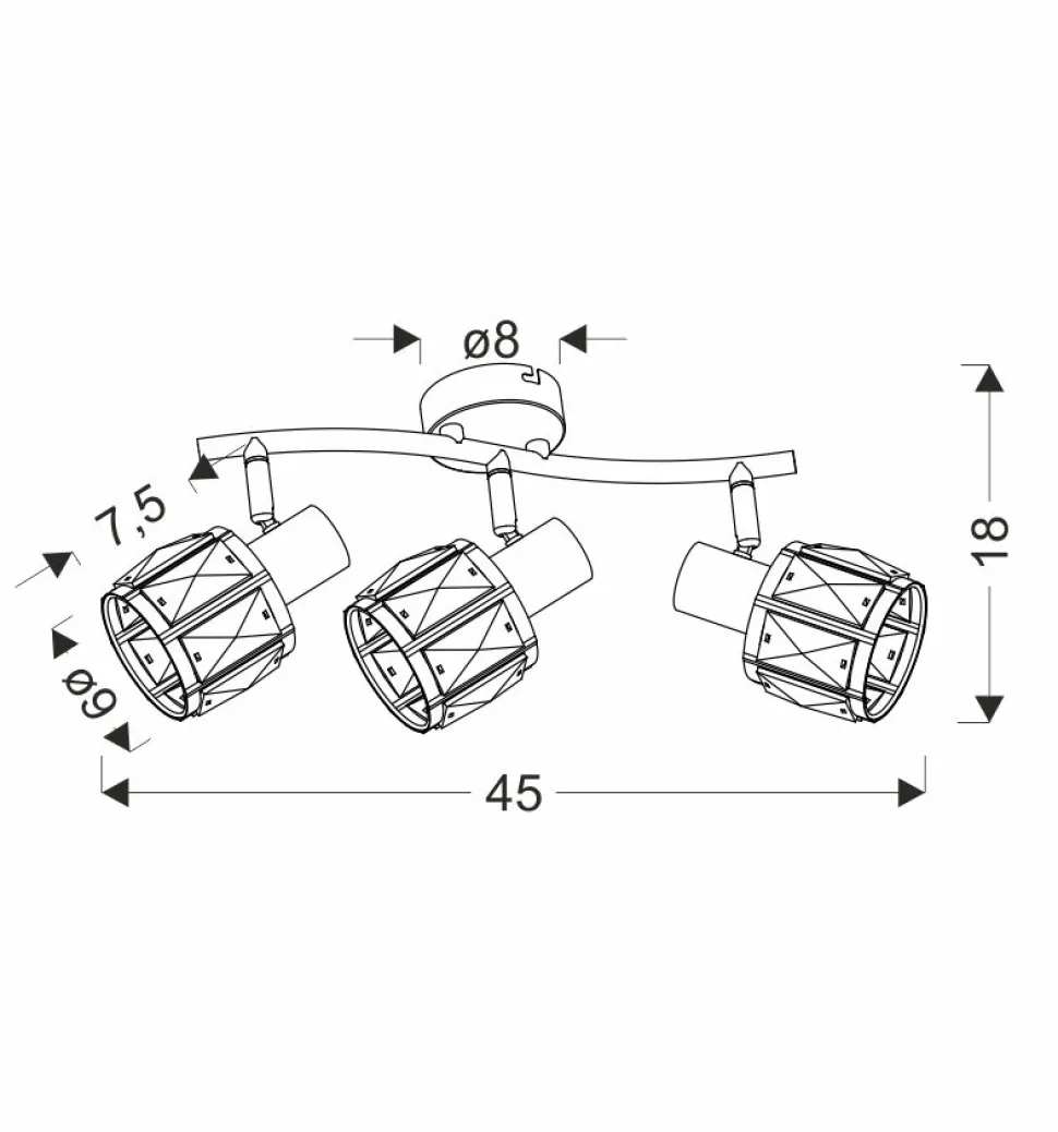 Lampa sufitowa Dubai listwa różowy złoty 3x40W E14 klosz złoty z kryszt transp