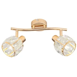 Lampa sufitowa Dubai listwa różowy złoty 2x40W E14 klosz złoty z kryszt transp